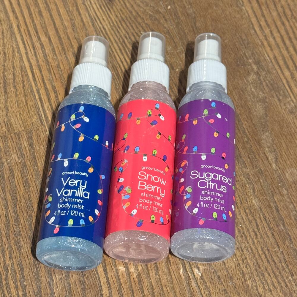 Groovi Beauty Sugared Citrus Very‎ Vanilla & Snow Berry Shimmer Body Mist 4 oz